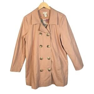Sundance Womens Double Breasted Floral Lined Trench Coat Size Large